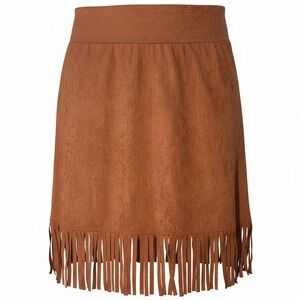 Phil Love Laramie Fringe Skirt in Tan